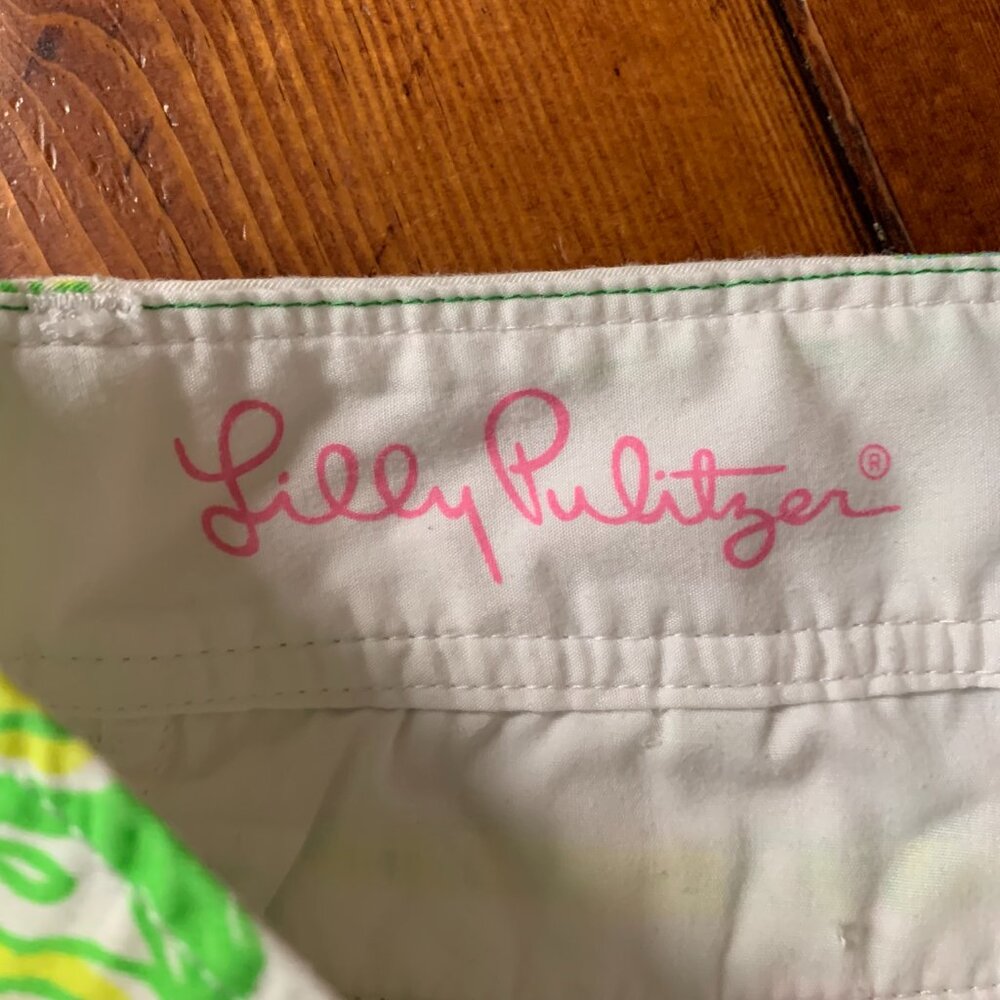 Lilly Pulitzer The Callahan Women's 0 Patchwork 100% Cotton Lioness Shorts GUC - Picture 5 of 16
